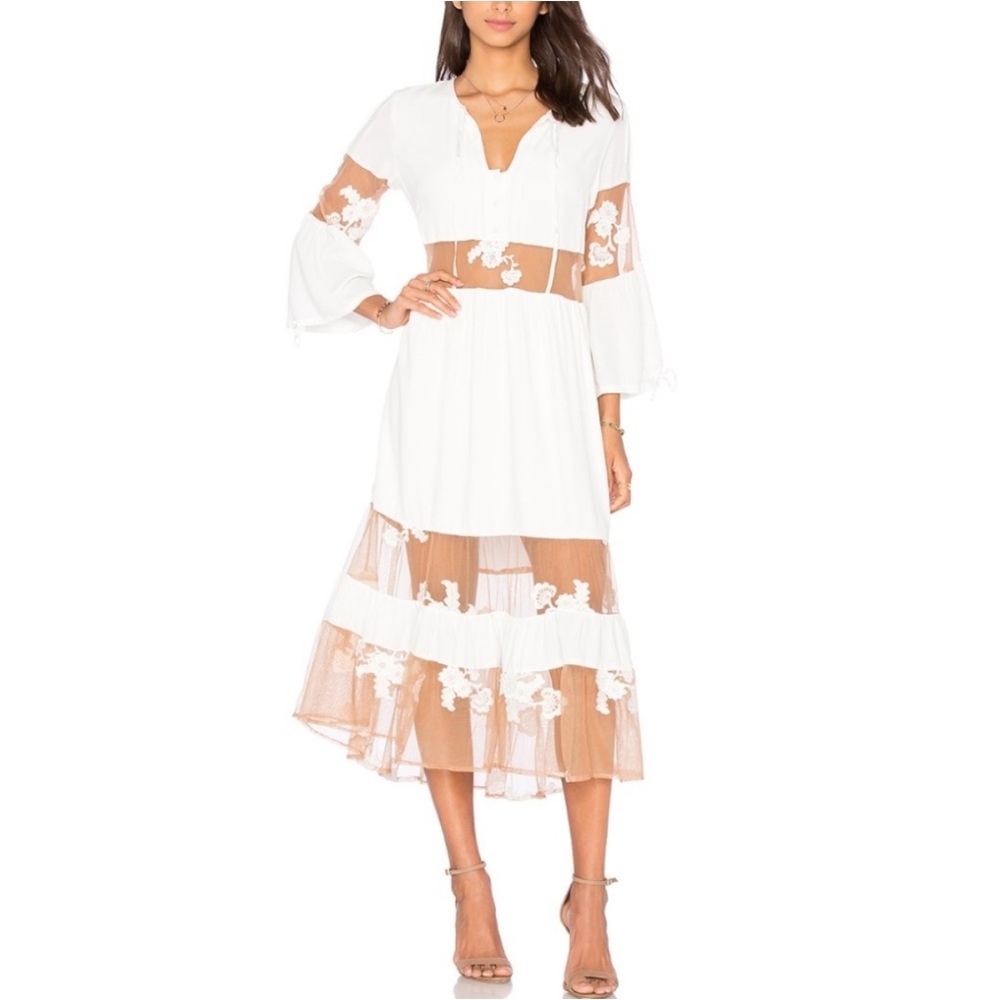 For Love & Lemons Eva Midi Dress in White
Small